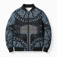 Thor and Jormungandr Norse Mythology Viking Bomber Puffer Jacket Celtic Knot and Rune Art Style