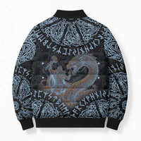 Thor and Jormungandr Norse Mythology Viking Bomber Puffer Jacket Celtic Knot and Rune Art Style
