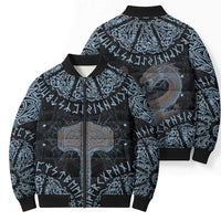 Thor and Jormungandr Norse Mythology Viking Bomber Puffer Jacket Celtic Knot and Rune Art Style