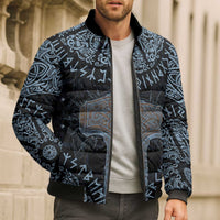 Thor and Jormungandr Norse Mythology Viking Bomber Puffer Jacket Celtic Knot and Rune Art Style