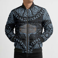 Thor and Jormungandr Norse Mythology Viking Bomber Puffer Jacket Celtic Knot and Rune Art Style