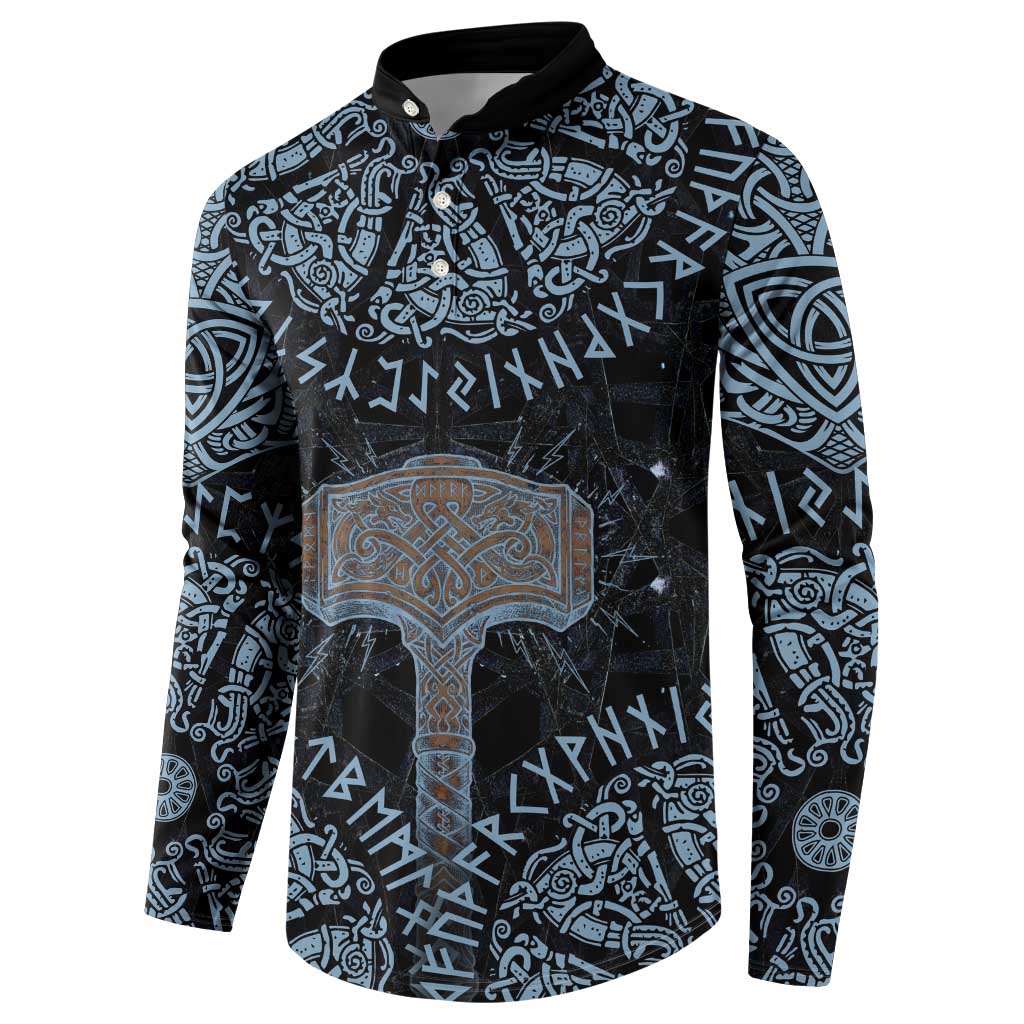 Thor and Jormungandr Norse Mythology Viking Button Sweatshirt Celtic Knot and Rune Art Style