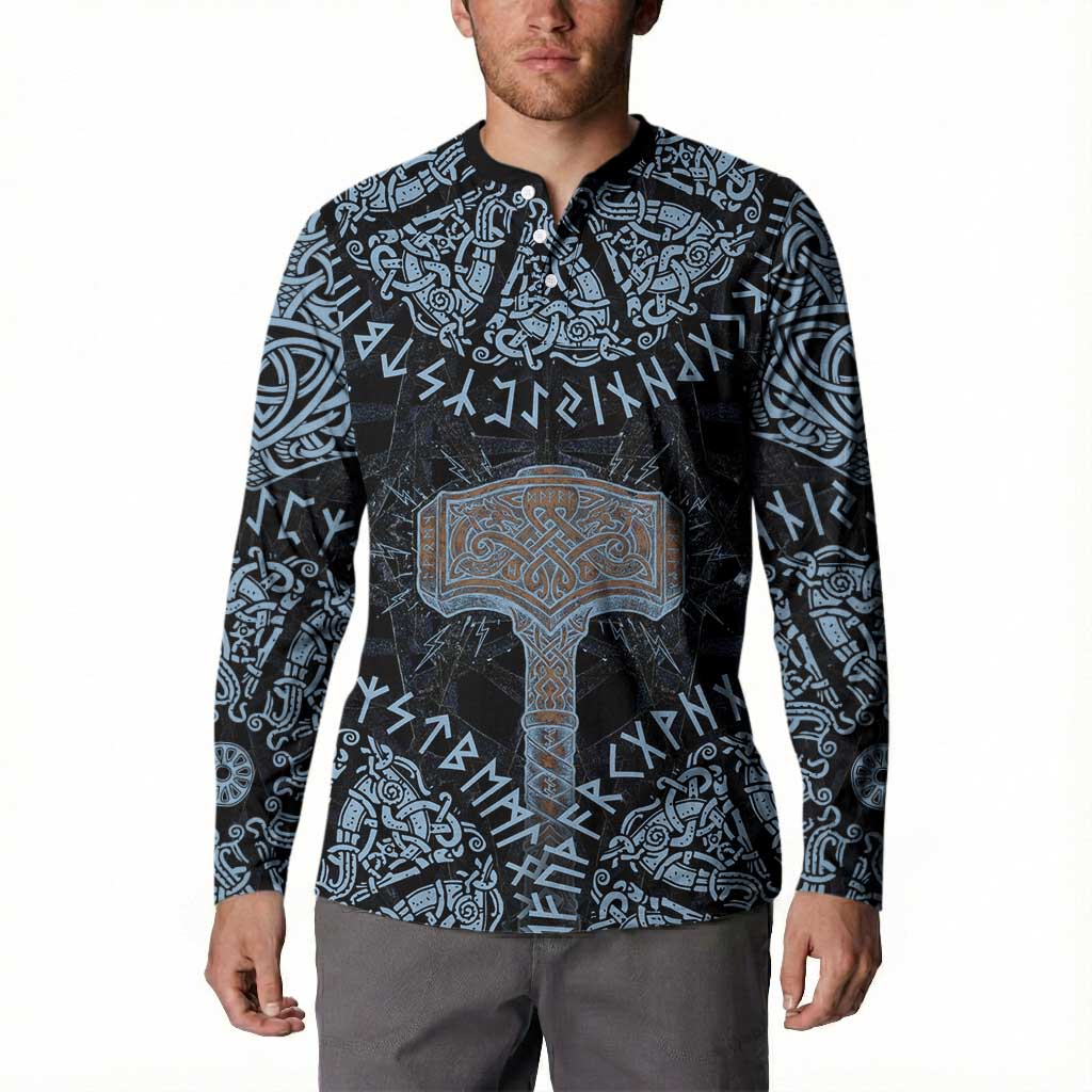 Thor and Jormungandr Norse Mythology Viking Button Sweatshirt Celtic Knot and Rune Art Style