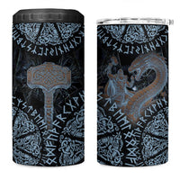 Thor and Jormungandr Norse Mythology Viking 4 in 1 Can Cooler Tumbler Celtic Knot and Rune Art Style