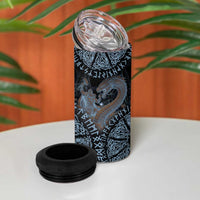 Thor and Jormungandr Norse Mythology Viking 4 in 1 Can Cooler Tumbler Celtic Knot and Rune Art Style