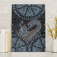 Thor and Jormungandr Norse Mythology Viking Canvas Wall Art Celtic Knot and Rune Art Style