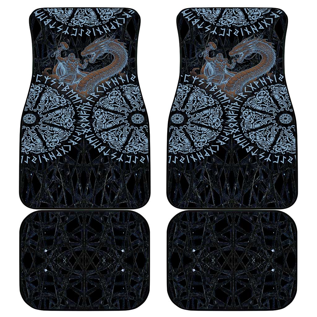 Thor and Jormungandr Norse Mythology Viking Car Mats Celtic Knot and Rune Art Style