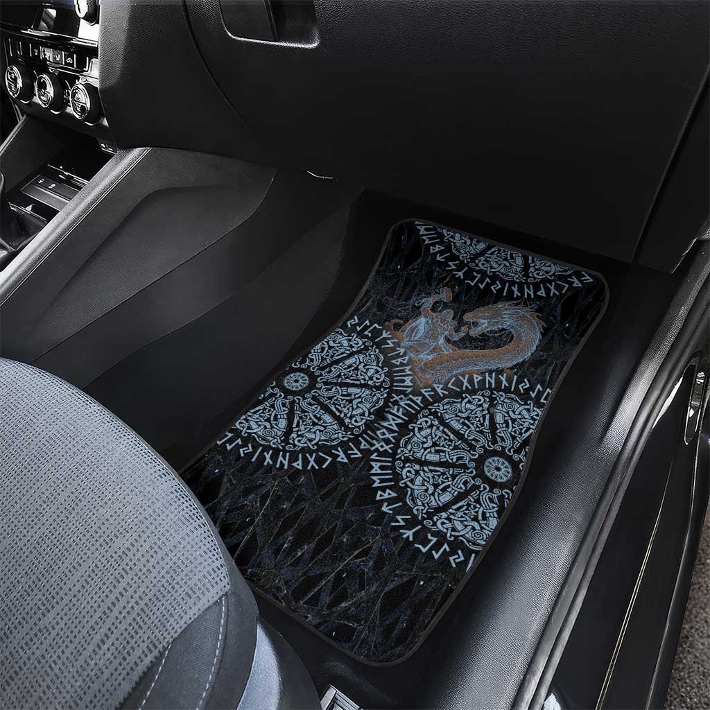 Thor and Jormungandr Norse Mythology Viking Car Mats Celtic Knot and Rune Art Style