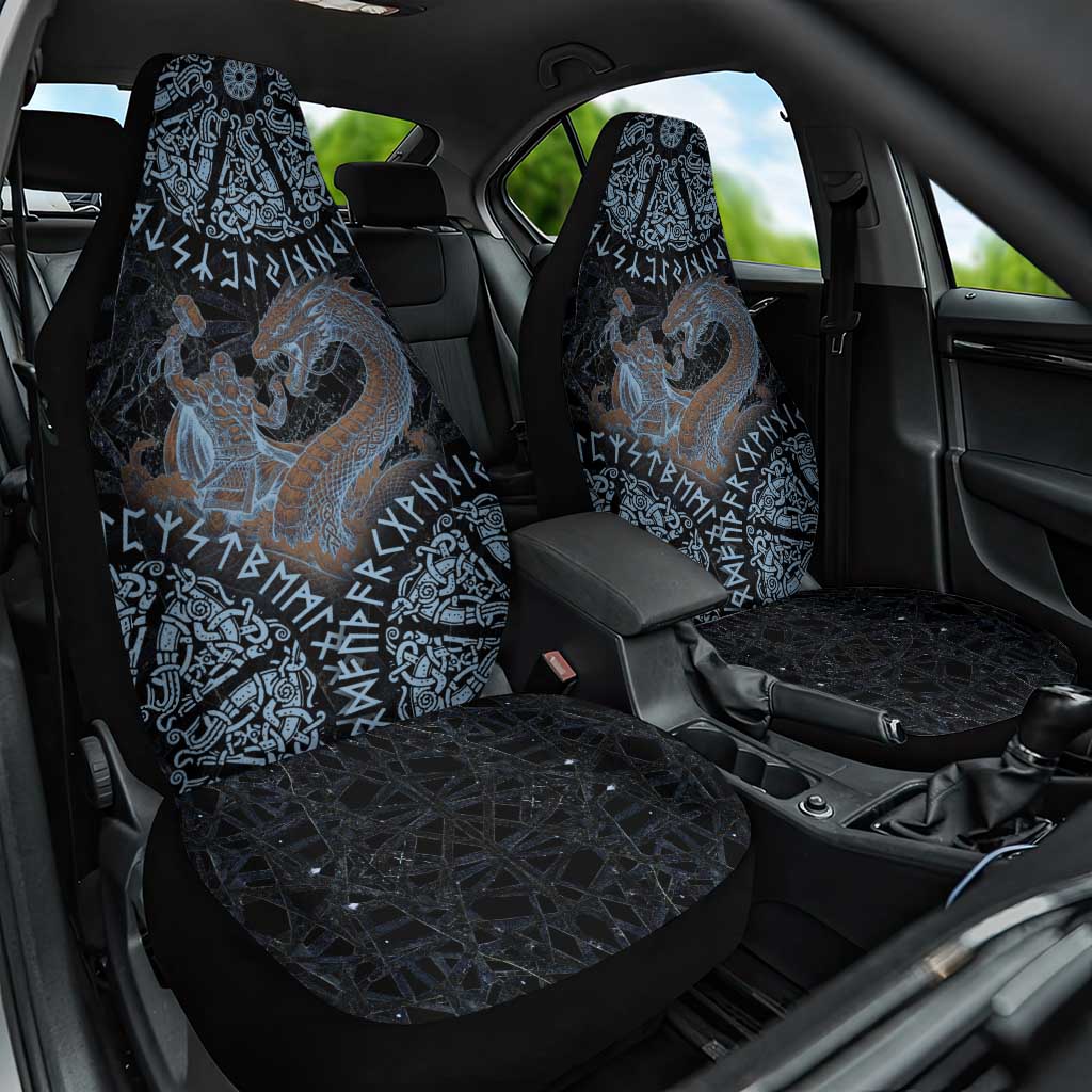 Thor and Jormungandr Norse Mythology Viking Car Seat Cover Celtic Knot and Rune Art Style