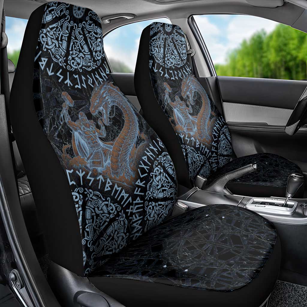 Thor and Jormungandr Norse Mythology Viking Car Seat Cover Celtic Knot and Rune Art Style
