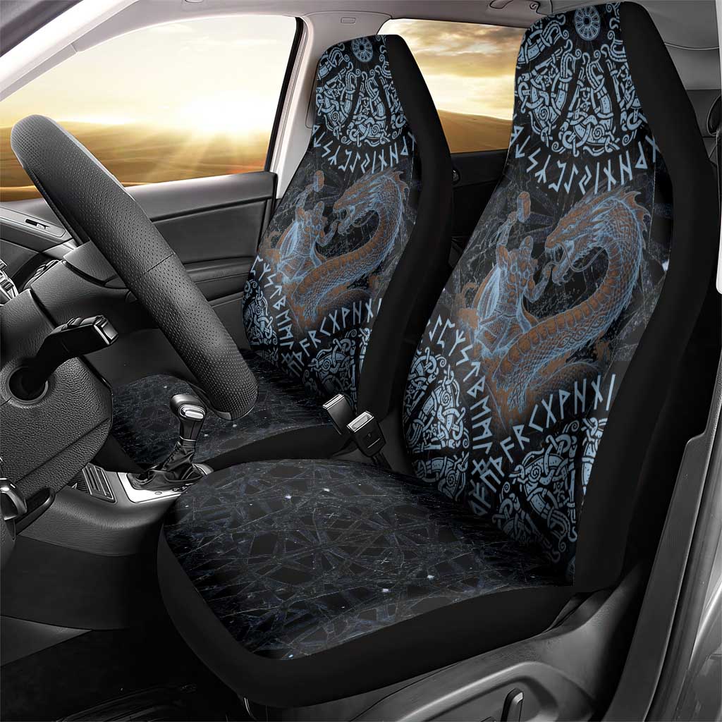 Thor and Jormungandr Norse Mythology Viking Car Seat Cover Celtic Knot and Rune Art Style