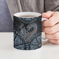 Thor and Jormungandr Norse Mythology Viking Ceramic Mug Celtic Knot and Rune Art Style