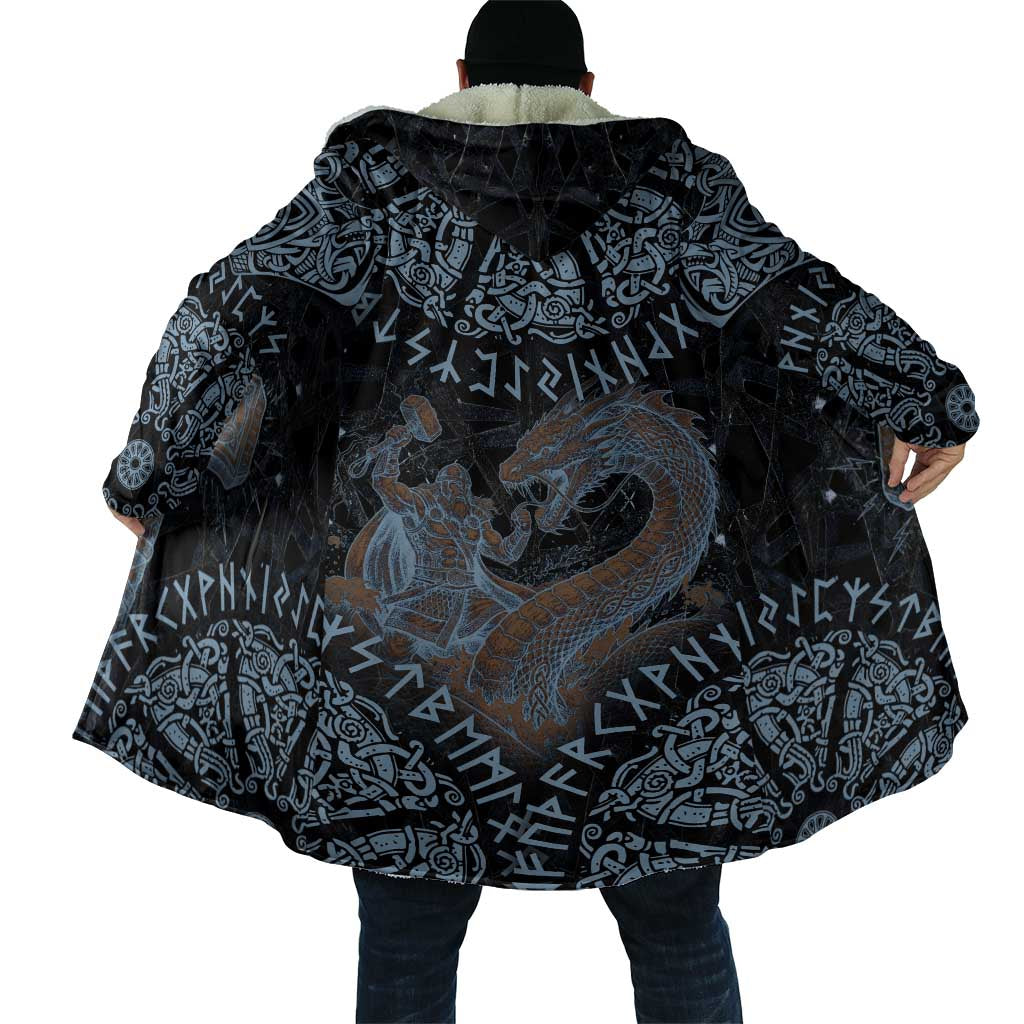 Thor and Jormungandr Norse Mythology Viking Cloak Celtic Knot and Rune Art Style