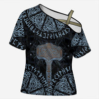 Thor and Jormungandr Norse Mythology Viking Cross Shoulder Shirt Celtic Knot and Rune Art Style
