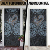 Thor and Jormungandr Norse Mythology Viking Door Cover Celtic Knot and Rune Art Style