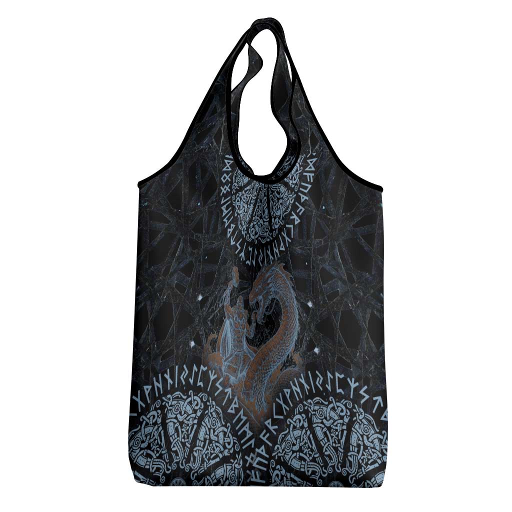Thor and Jormungandr Norse Mythology Viking Grocery Bag Celtic Knot and Rune Art Style