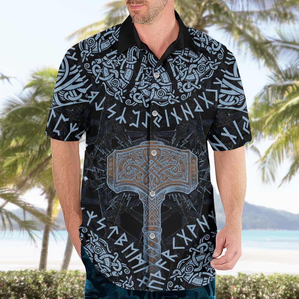 Thor and Jormungandr Norse Mythology Viking Hawaiian Shirt Celtic Knot and Rune Art Style