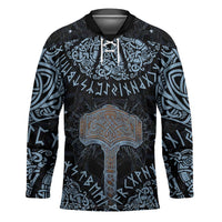 Thor and Jormungandr Norse Mythology Viking Hockey Jersey Celtic Knot and Rune Art Style