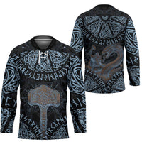Thor and Jormungandr Norse Mythology Viking Hockey Jersey Celtic Knot and Rune Art Style