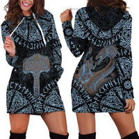Thor and Jormungandr Norse Mythology Viking Hoodie Dress Celtic Knot and Rune Art Style