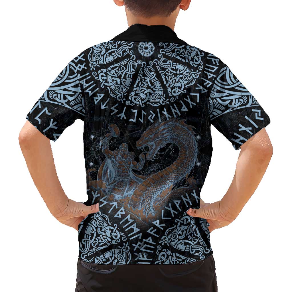 Thor and Jormungandr Norse Mythology Viking Kid Hawaiian Shirt Celtic Knot and Rune Art Style
