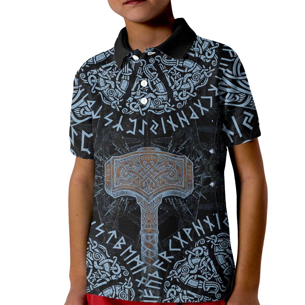 Thor and Jormungandr Norse Mythology Viking Kid Polo Shirt Celtic Knot and Rune Art Style