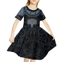Thor and Jormungandr Norse Mythology Viking Kid Short Sleeve Dress Celtic Knot and Rune Art Style