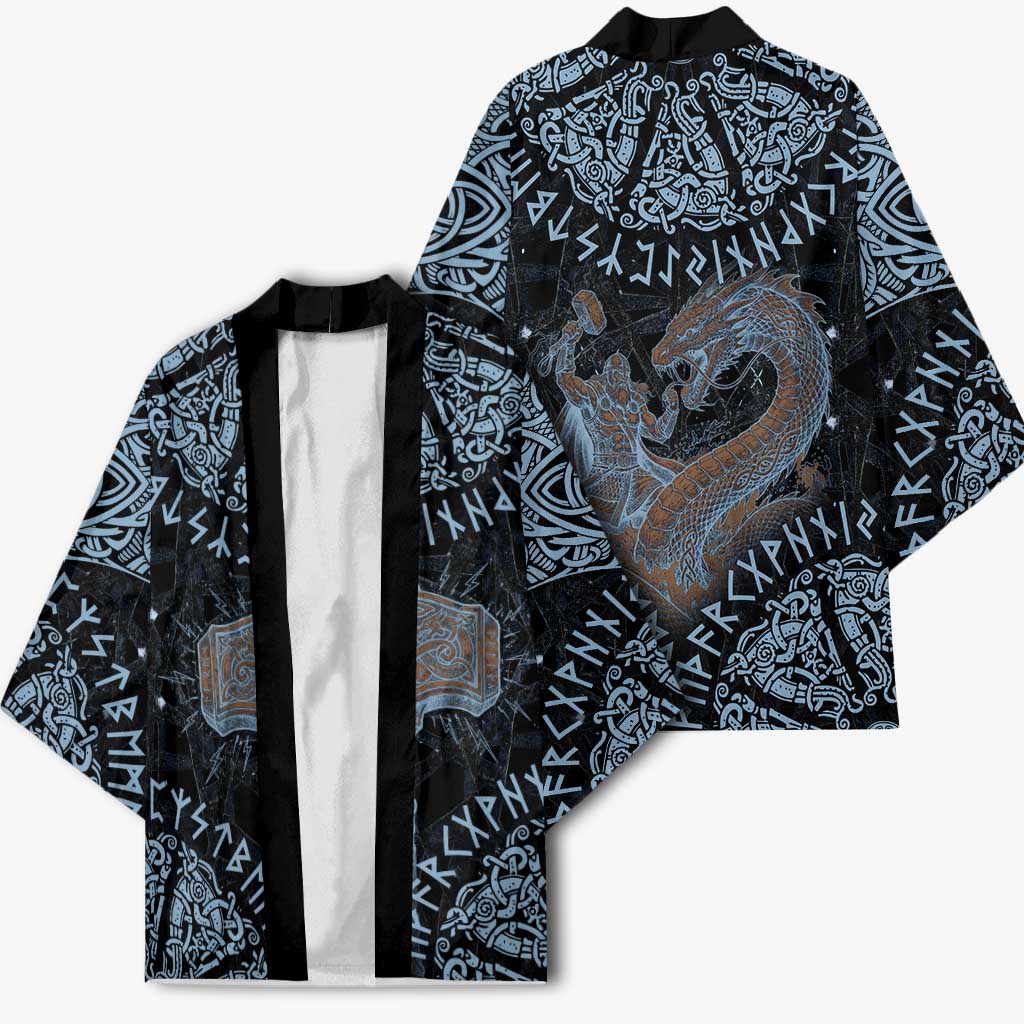 Thor and Jormungandr Norse Mythology Viking Kimono Celtic Knot and Rune Art Style