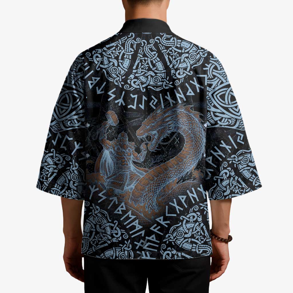 Thor and Jormungandr Norse Mythology Viking Kimono Celtic Knot and Rune Art Style