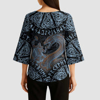 Thor and Jormungandr Norse Mythology Viking Kimono Sleeve Blouse Celtic Knot and Rune Art Style
