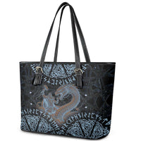 Thor and Jormungandr Norse Mythology Viking Leather Tote Bag Celtic Knot and Rune Art Style