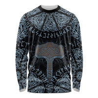 Thor and Jormungandr Norse Mythology Viking Long Sleeve Shirt Celtic Knot and Rune Art Style