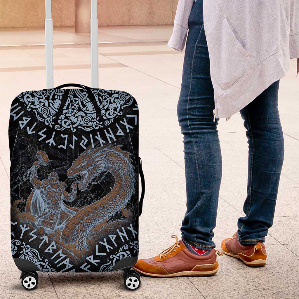 Thor and Jormungandr Norse Mythology Viking Luggage Cover Celtic Knot and Rune Art Style