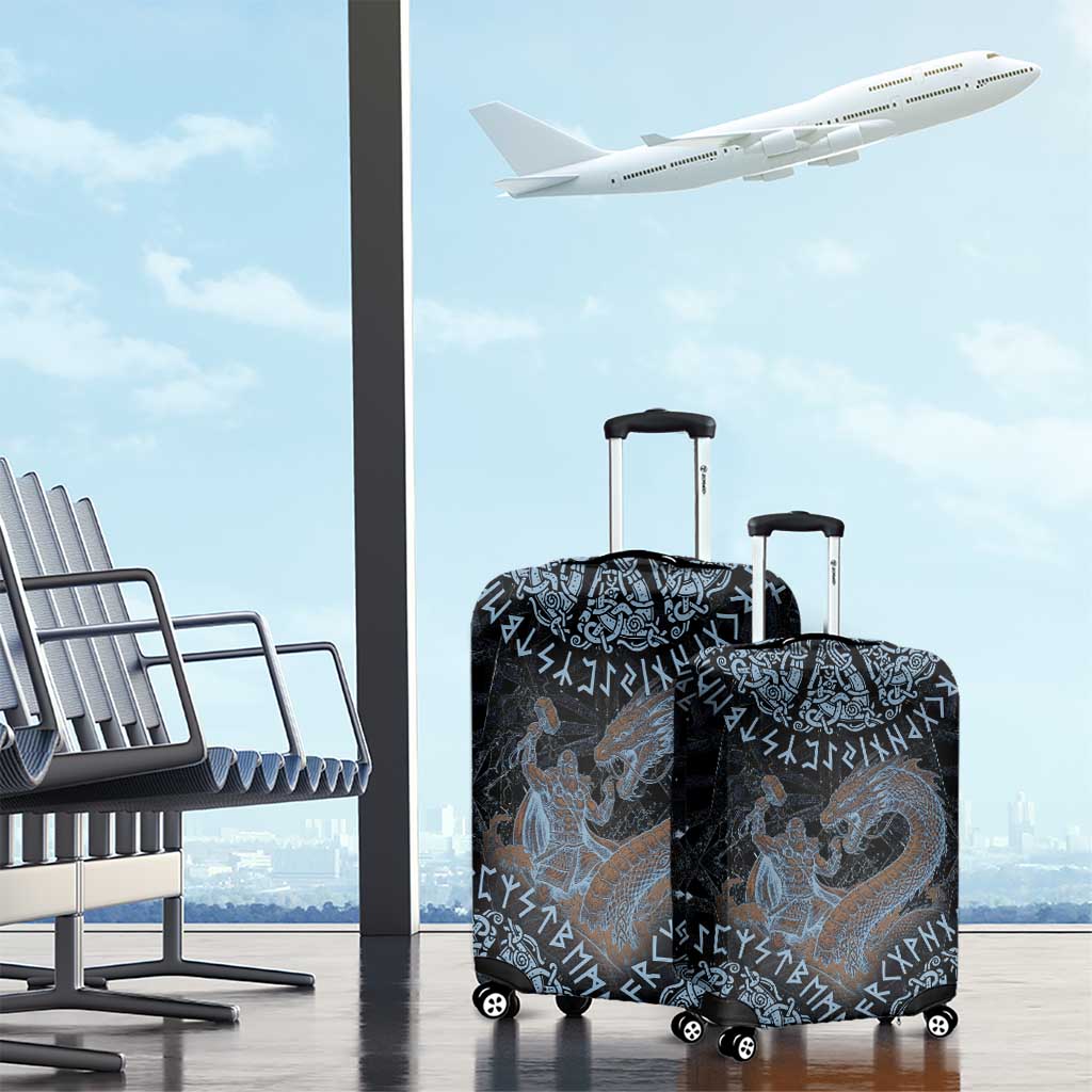 Thor and Jormungandr Norse Mythology Viking Luggage Cover Celtic Knot and Rune Art Style