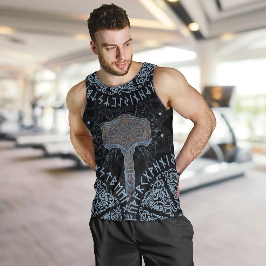 Thor and Jormungandr Norse Mythology Viking Men Tank Top Celtic Knot and Rune Art Style