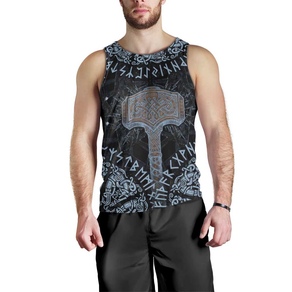 Thor and Jormungandr Norse Mythology Viking Men Tank Top Celtic Knot and Rune Art Style