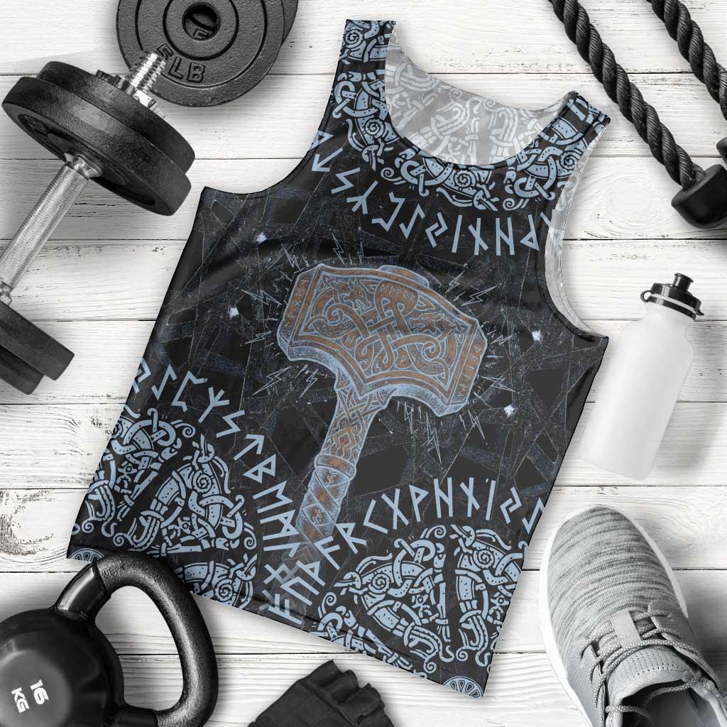 Thor and Jormungandr Norse Mythology Viking Men Tank Top Celtic Knot and Rune Art Style