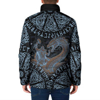 Thor and Jormungandr Norse Mythology Viking Padded Jacket Celtic Knot and Rune Art Style