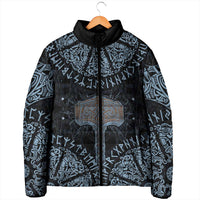 Thor and Jormungandr Norse Mythology Viking Padded Jacket Celtic Knot and Rune Art Style