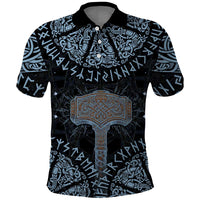 Thor and Jormungandr Norse Mythology Viking Polo Shirt Celtic Knot and Rune Art Style