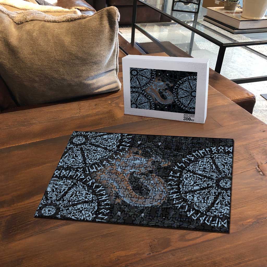 Thor and Jormungandr Norse Mythology Viking Puzzle Celtic Knot and Rune Art Style