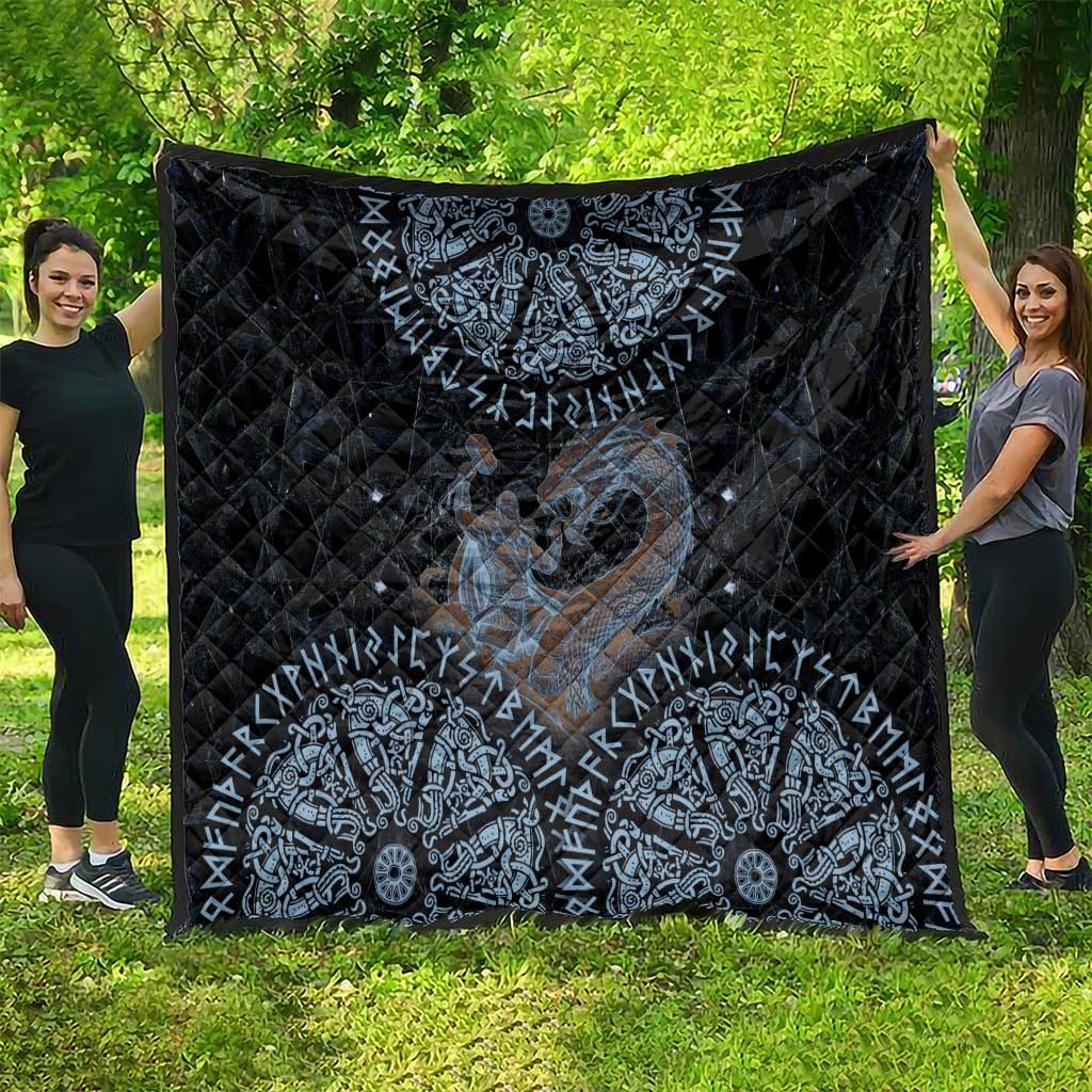 Thor and Jormungandr Norse Mythology Viking Quilt Celtic Knot and Rune Art Style