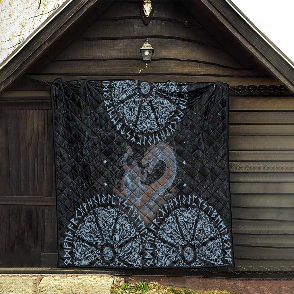 Thor and Jormungandr Norse Mythology Viking Quilt Celtic Knot and Rune Art Style