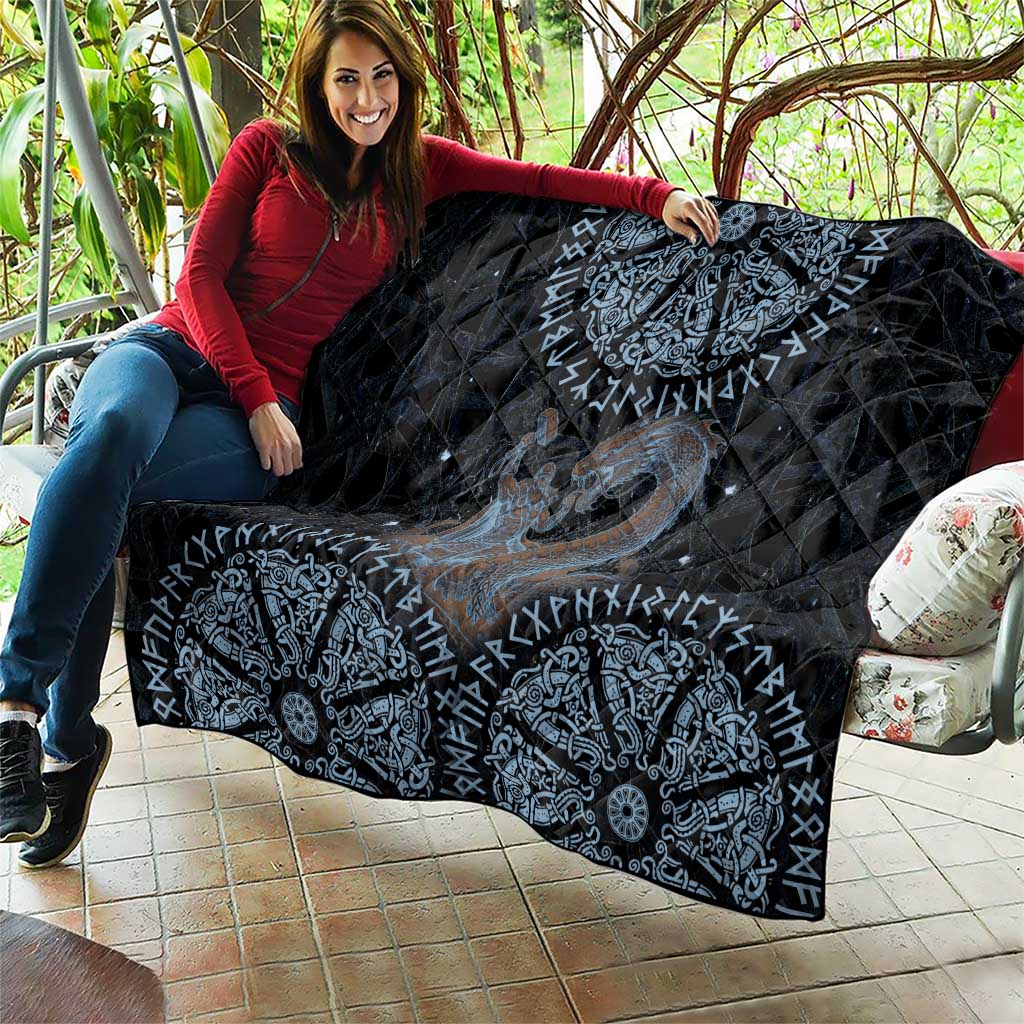 Thor and Jormungandr Norse Mythology Viking Quilt Celtic Knot and Rune Art Style