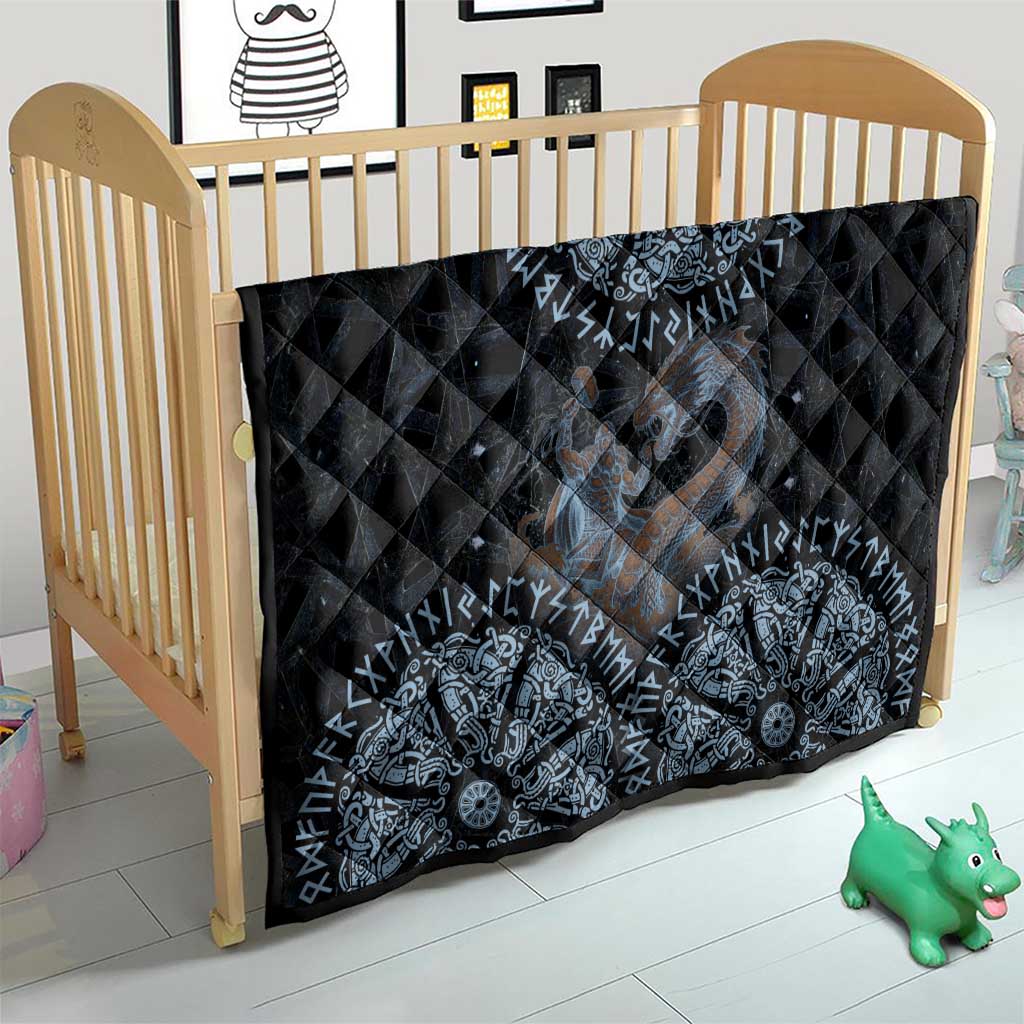 Thor and Jormungandr Norse Mythology Viking Quilt Celtic Knot and Rune Art Style
