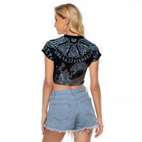 Thor and Jormungandr Norse Mythology Viking Raglan Cropped T Shirt Celtic Knot and Rune Art Style