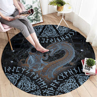 Thor and Jormungandr Norse Mythology Viking Round Carpet Celtic Knot and Rune Art Style