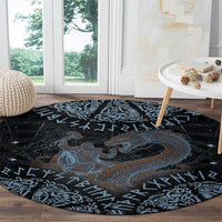 Thor and Jormungandr Norse Mythology Viking Round Carpet Celtic Knot and Rune Art Style