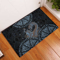 Thor and Jormungandr Norse Mythology Viking Rubber Doormat Celtic Knot and Rune Art Style