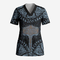 Thor and Jormungandr Norse Mythology Viking Scrub Top Celtic Knot and Rune Art Style